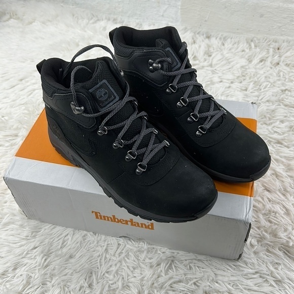 NIB Timberland womens Mt. Maddsen Mid Leather Waterproof Hiker Hiking Boot Black - Picture 1 of 9